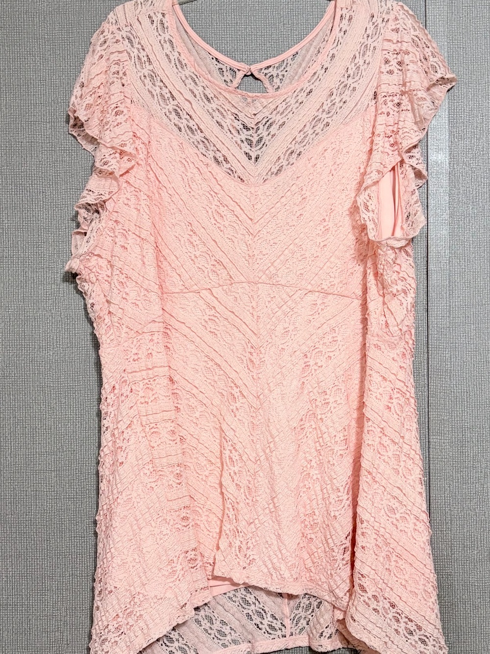 torrid Lace Overlay Flutter Sleeve Blouse in Light Pink